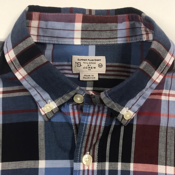 J. Crew Other - J. CREW Summer Plaid Shirt Mens Medium Blue Red